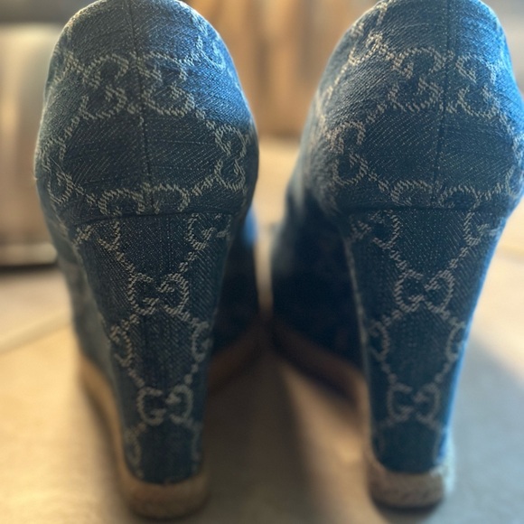 Gucci logo denim wedge Charlotte 39.5 - Picture 8 of 15